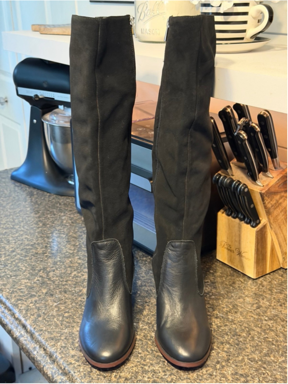 NEW SPLENDID Mary Suede leather Mid Calf Boots Pointed toe Block Heel